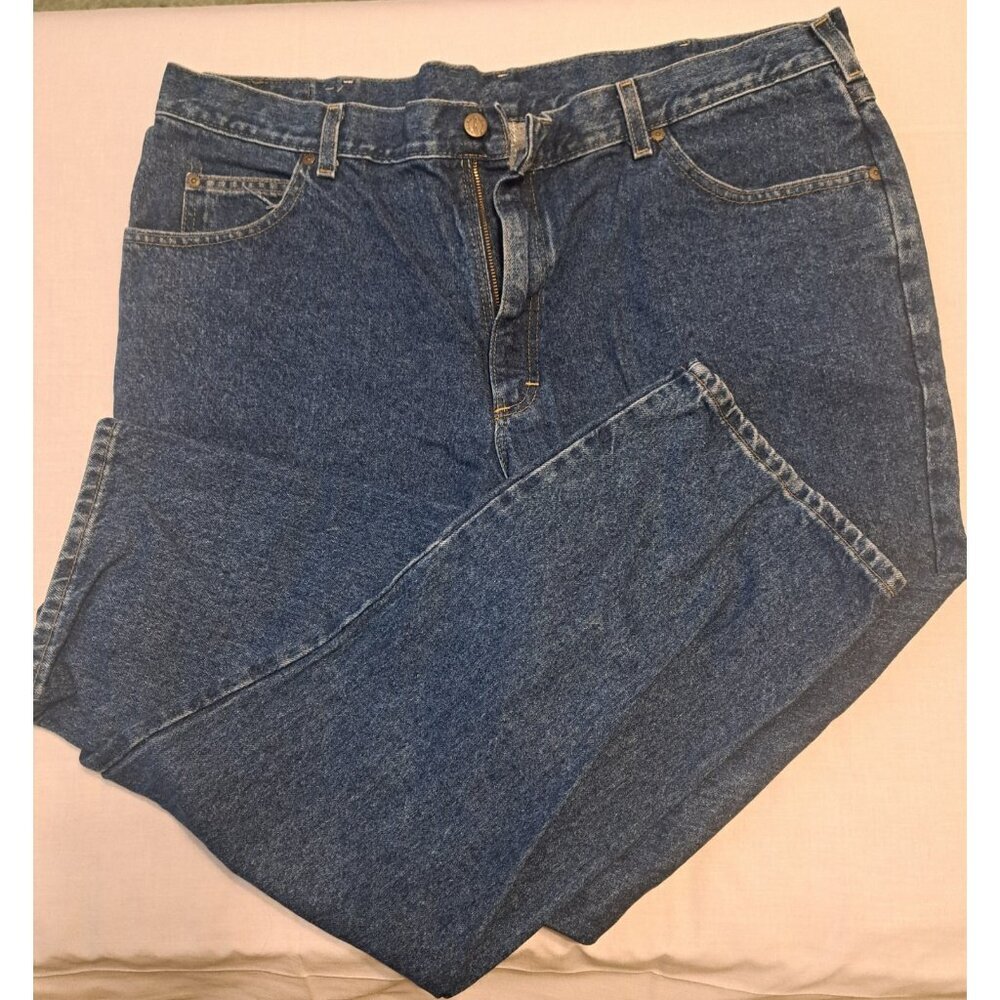 Denim Riders Jeans Mens‎ Navy Blue 42x30 Cotton Solid 5 Pockets Button Zip